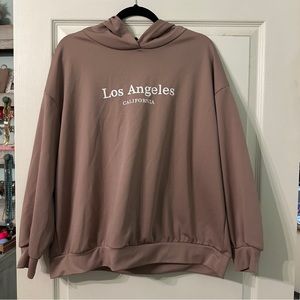 SHEIN Curve deep tan Los Angeles graphic hoodie, size 1X